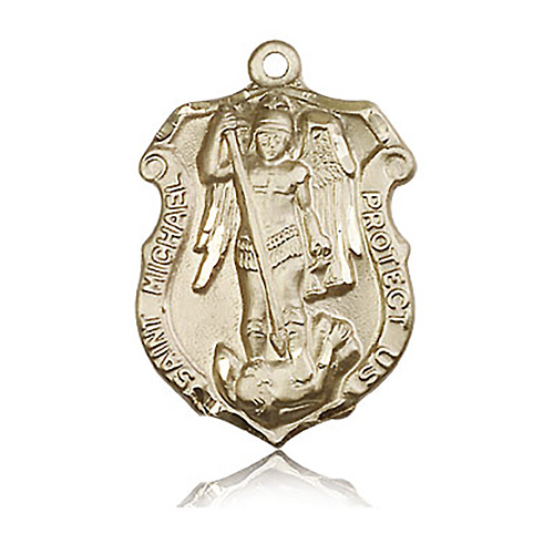 14kt Yellow Gold 1 1/4in St Michael Shield Medal
