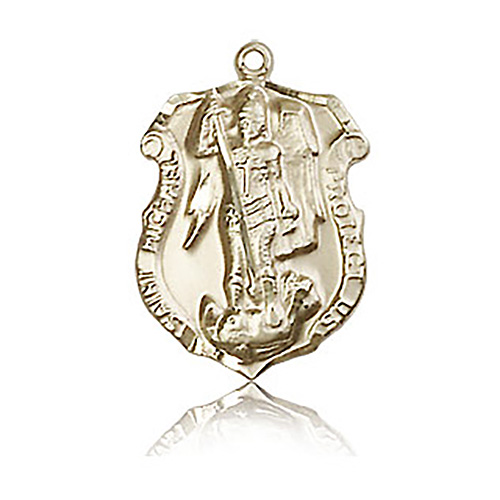14kt Yellow Gold 3/4in St Michael Shield Medal