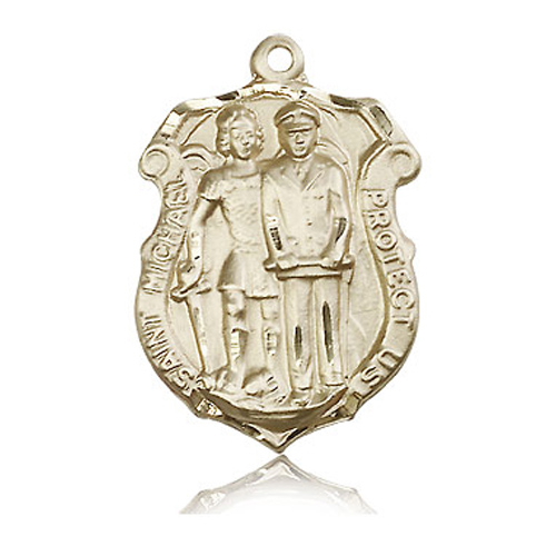 14kt Yellow Gold 1 1/4in St Michael Police Medal