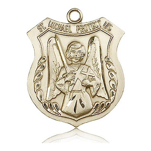 14kt Yellow Gold 1 3/8in St Michael the Archangel Medal