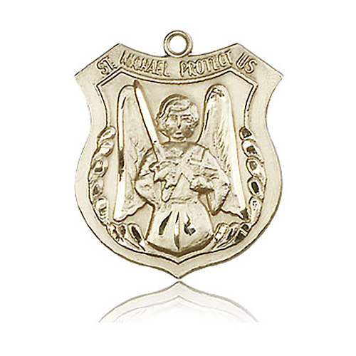 14kt Yellow Gold 1in St Michael the Archangel Medal