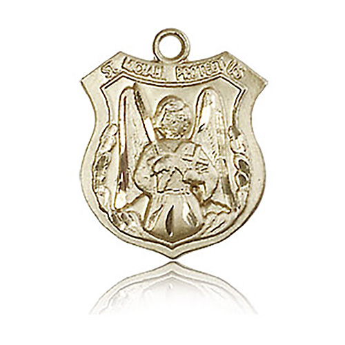 14kt Yellow Gold 3/4in St Michael Shield Medal