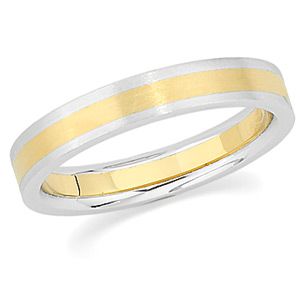 18k Yellow Gold and Platinum 4mm Flat Wedding Band