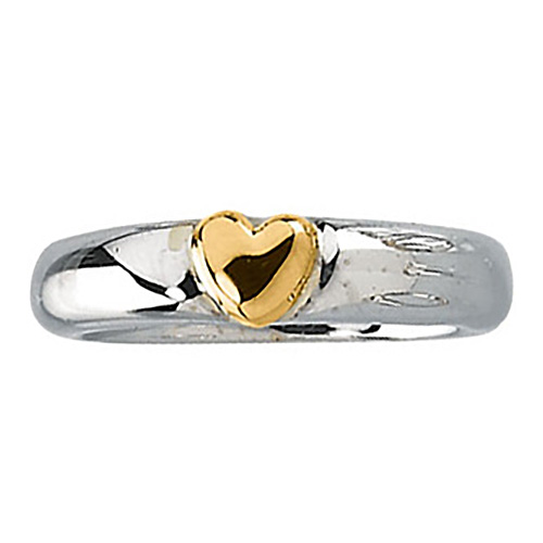 Heart Promise Ring - Sterling Silver and 14k Gold