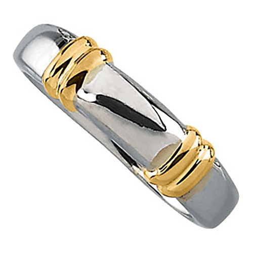 Sterling Silver Ring with 14k Yellow Gold Buckle Accents