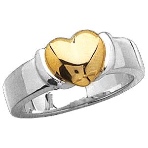 Heart Promise Ring - Sterling Silver and 14k Gold