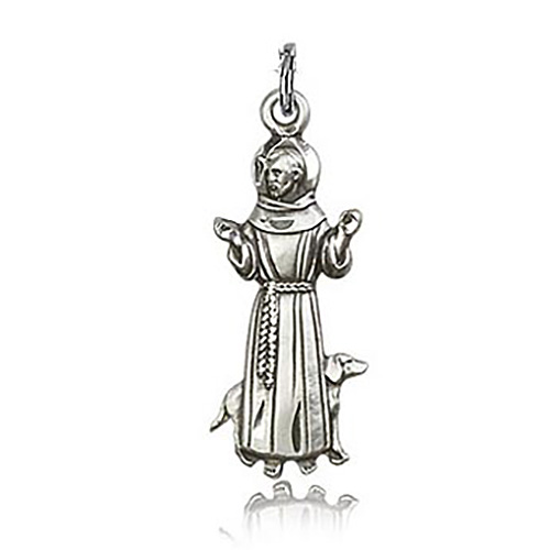 Sterling Silver 1in St Francis Figure Pendant