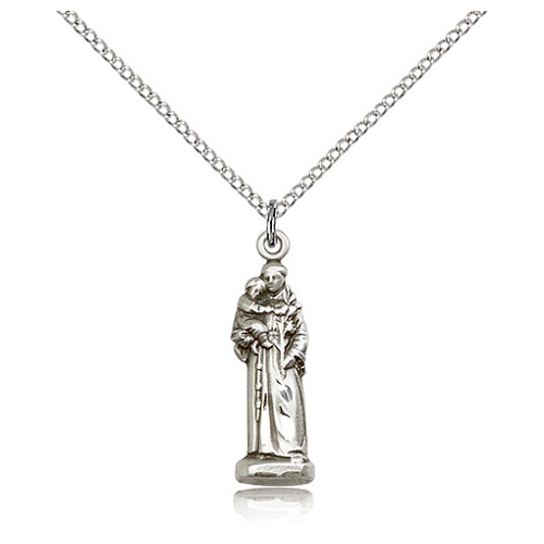Sterling Silver 1in St Anthony Pendant & 24in Chain