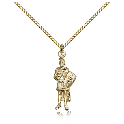 Gold Filled 1in St Florian Pendant & 18in Chain