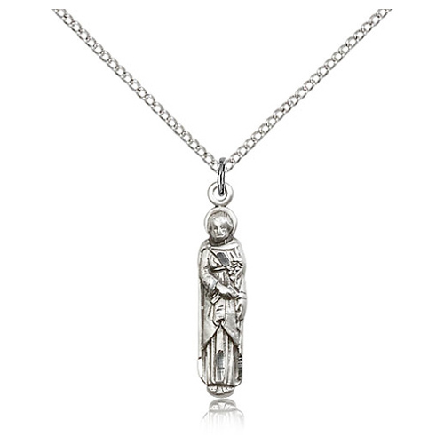 Sterling Silver 1in St Joseph Pendant & 18in Chain