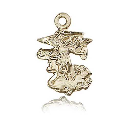 14kt Yellow Gold 7/8in St Michael Slays the Dragon Medal