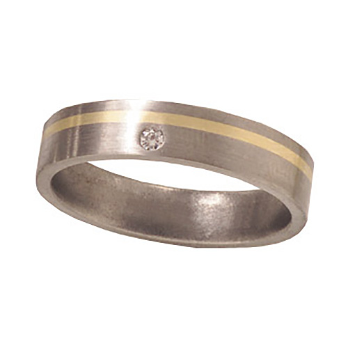 5mm Titanium Band with Diamond and 14K Gold Inlay