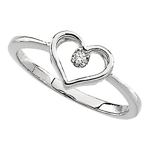 14kt White Gold .02 ct Diamond Heart Promise Ring