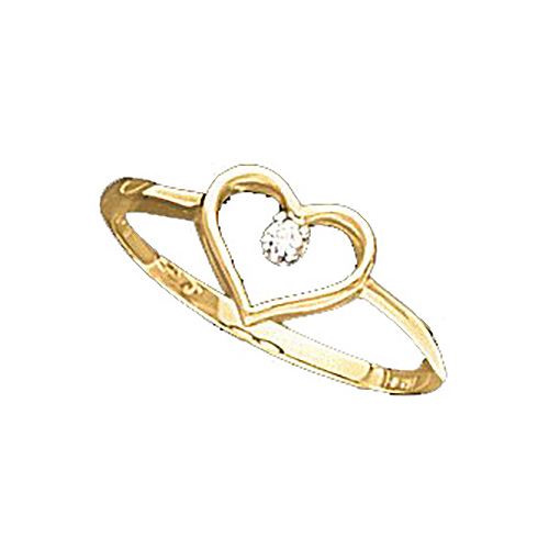 14k Yellow Gold Diamond Heart Promise Ring
