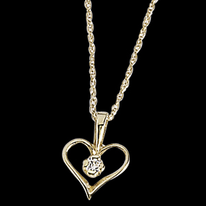 14kt Yellow Gold .03 CT TW Diamond Heart Pendant with Chain