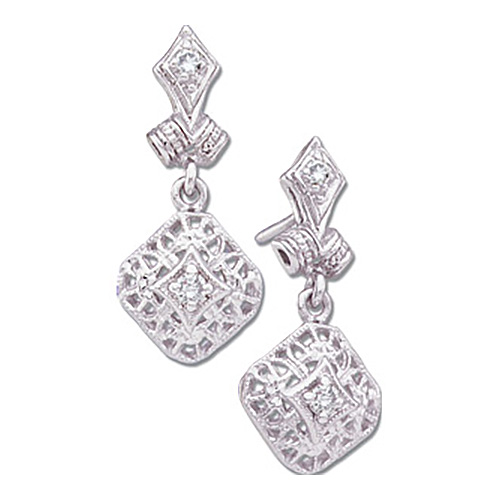 1/10 CT TW Diamond Filigree Earrings