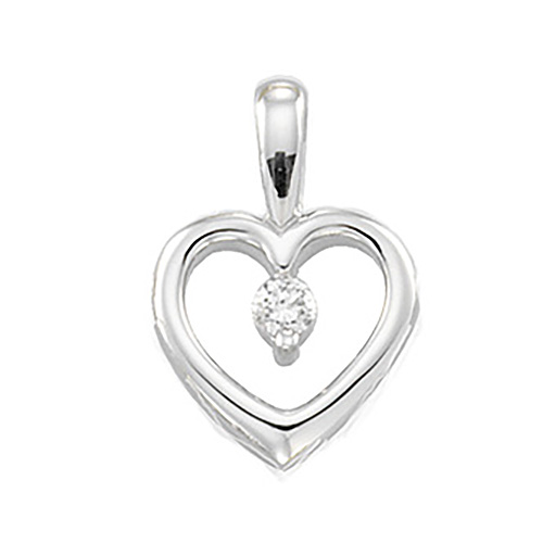 14k White Gold .07 CT TW Diamond Heart Pendant