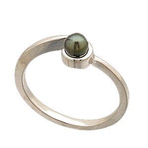 6mm Black Pearl Promise Ring - 14k Yellow Gold