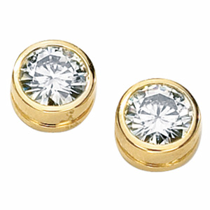 14kt Yellow Gold 1 CT TW Forever Classic Moissanite Bezel Earrings