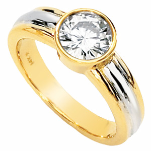 14kt Two-tone Gold 1 ct Forever Classic Moissanite Deco Ring