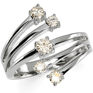 14kt White Gold 1/2 ct Forever Brilliant Moissanite Bamboo Ring