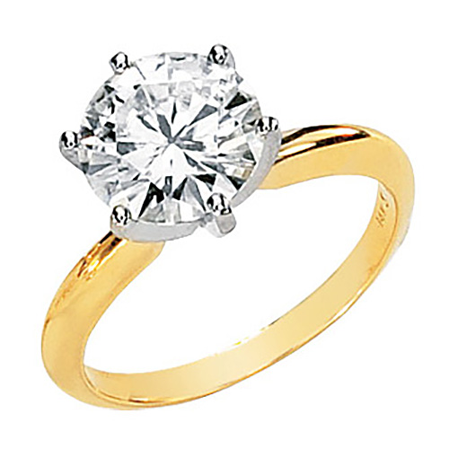 14kt Two-tone Gold 3 ct Moissanite Solitaire Ring
