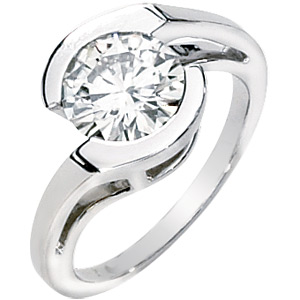 14k White Gold 1 ct Forever Classic Moissanite Asymmetric Ring