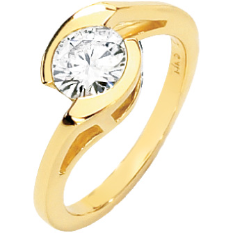 14kt Yellow Gold 1 ct Moissanite Asymmetric Ring