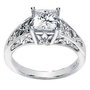 14kt White Gold 1.25 ct Forever Classic Moissanite Floral Motif Ring