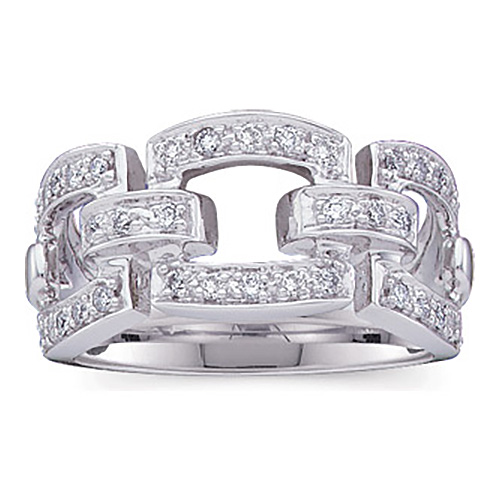 14k White Gold 1/3 CT TW Diamond Links Ring