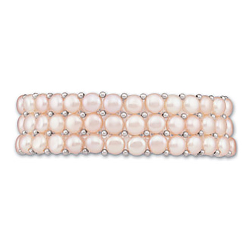 Natural Peach Pearl and Sterling Silver Bracelet