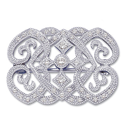 14kt White Gold 1/3 CT Petite Diamond Brooch