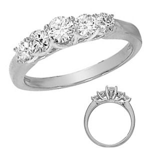 14kt White Gold 3/4 CT Five-Stone Moissanite Anniversary Ring