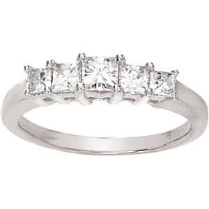 14kt White Gold 9/10 CT TW Square Moissanite Ring