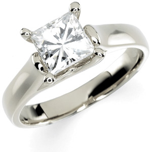 14kt White Gold 1 1/4 CT TW Square Moissanite Solitaire Ring