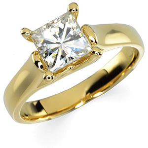 14kt Gold 1 1/4 CT TW Square Moissanite Solitaire Ring