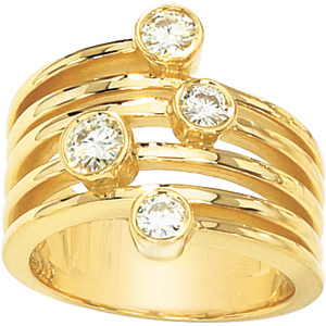 5/8 CT TW Moissanite Bamboo Ring