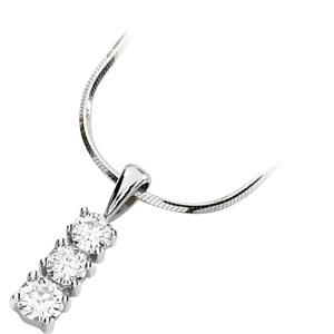14kt White Gold 3/4 ct tw Forever Classic Moissanite 3-Stone Pendant
