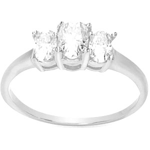 14kt White Gold 2 CT TW Moissanite Oval 3-Stone Ring