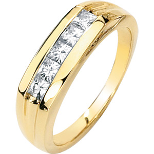14k Yellow Gold 9/10 CT TW Moissanite Men's Ring