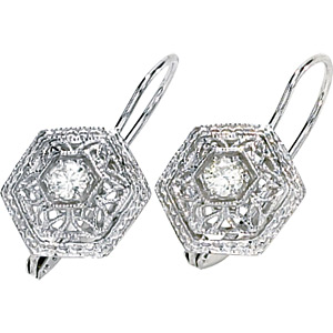 1/5 CT TW Moissanite Filigree Leverback Earrings