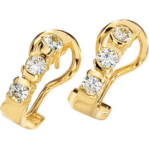 1 CT TW Moissanite 3 Stone Earrings - Clearance