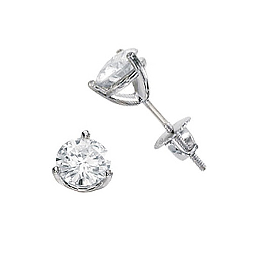 1 ct Forever One Moissanite Stud Single Earring 14k White Gold