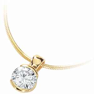 14kt Yellow Gold 1 ct Moissanite Bezel Pendant