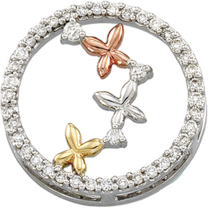 1/3 CT Tri-Color Diamond Circle Pendant
