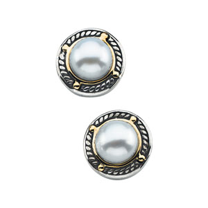 Freshwater Cultured Pearl Earrings Sterling Silver Braided Texture