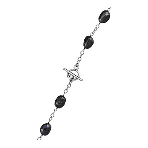 Black Cultured Pearl Station Necklace 24in