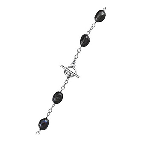 Black Cultured Pearl Station Bracelet 8in