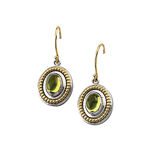 Sterling Silver 7x5mm Cabochon Peridot Earrings