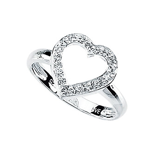 Sterling Silver 1/3 ct tw Cubic Zirconia Heart Ring